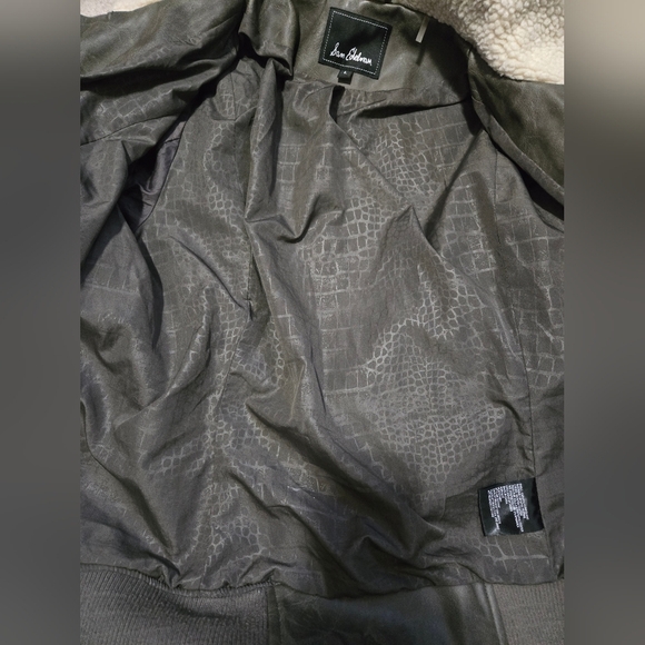 SAM EDELMAN Faux Leather Jacket with Cream Sherpa Collar. Size Large - Picture 11 of 15